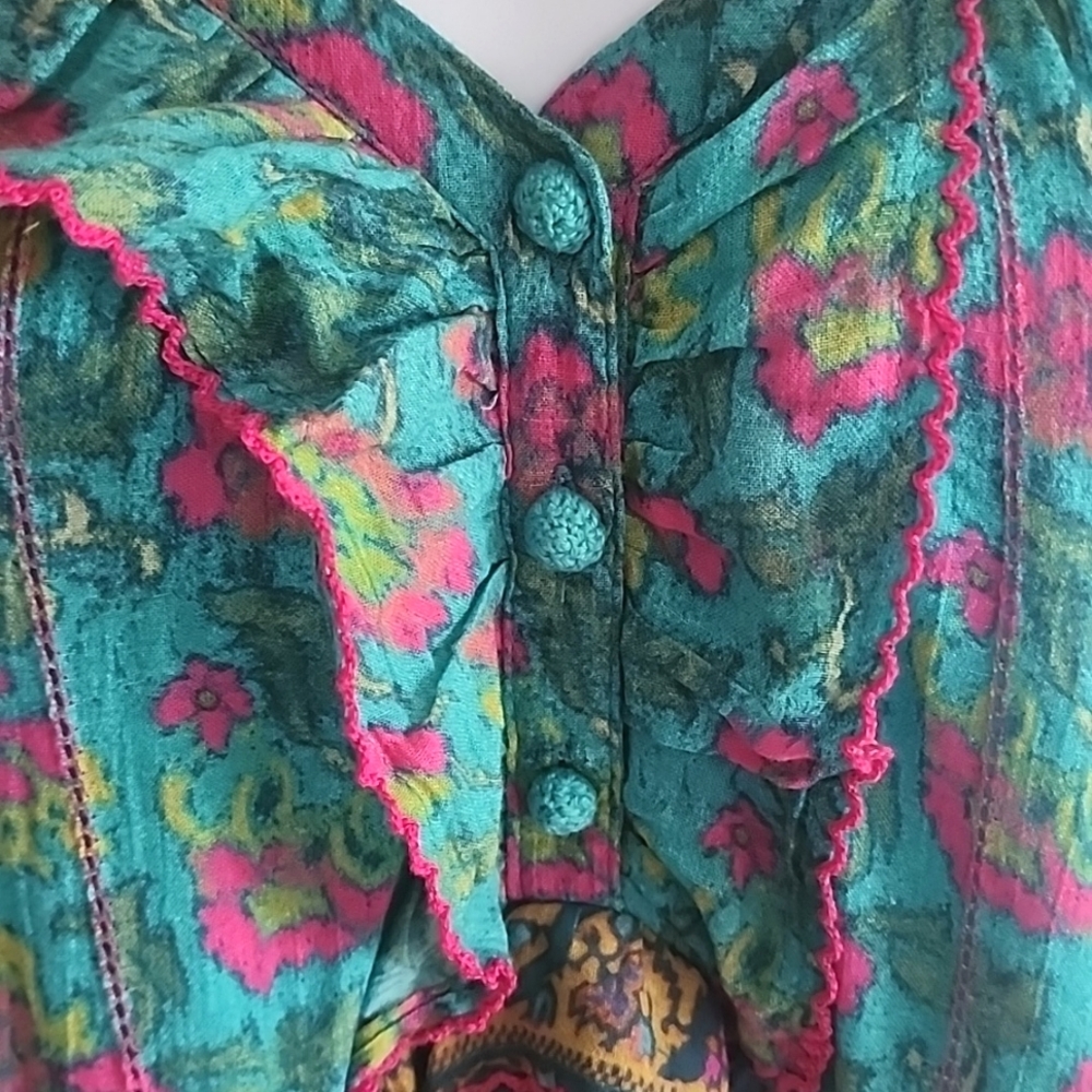 Sundance Turquoise Floral Midi Dress - Picture 2 of 7